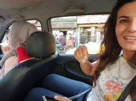 Three women in Damascus. In a traffic jam… and I’m loving it!