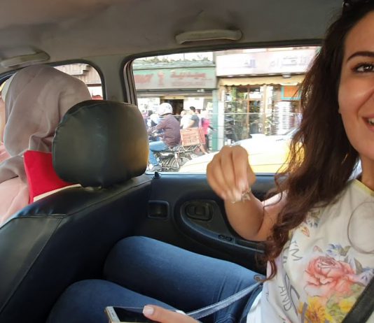 Three women in Damascus. In a traffic jam… and I’m loving it!